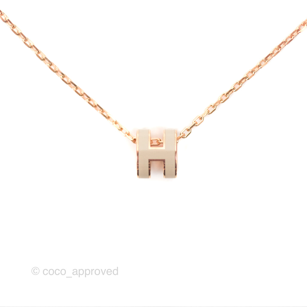 Hermès Mini Pop H Pendant Necklace Marron Glace Rose Gold Hardware