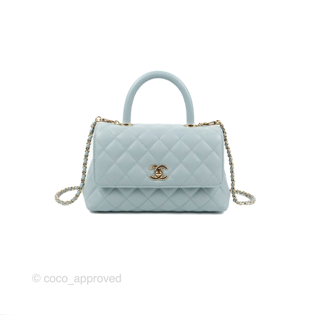 Chanel Small Coco Handle Blue Caviar Gold Hardware