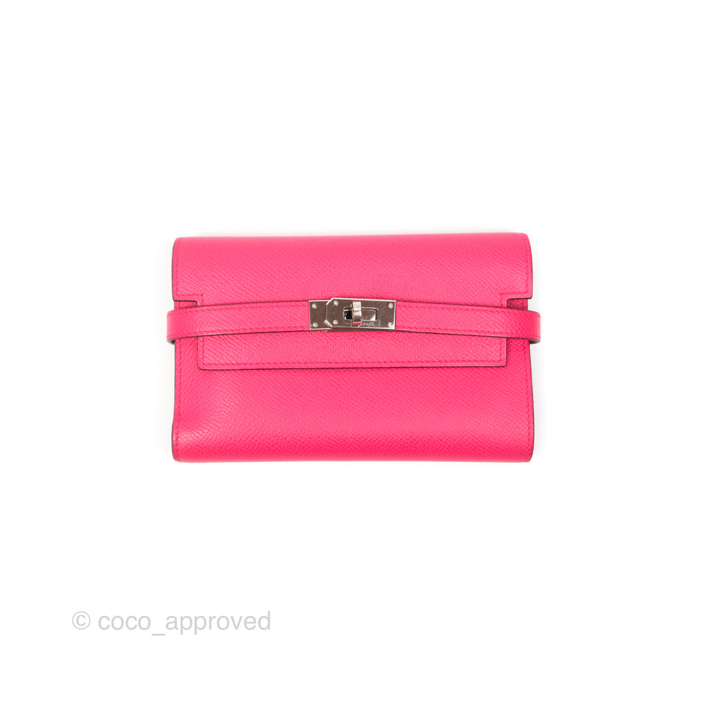 Hermès Small Kelly Wallet Rose Extreme I6 Epsom Palladium Hardware