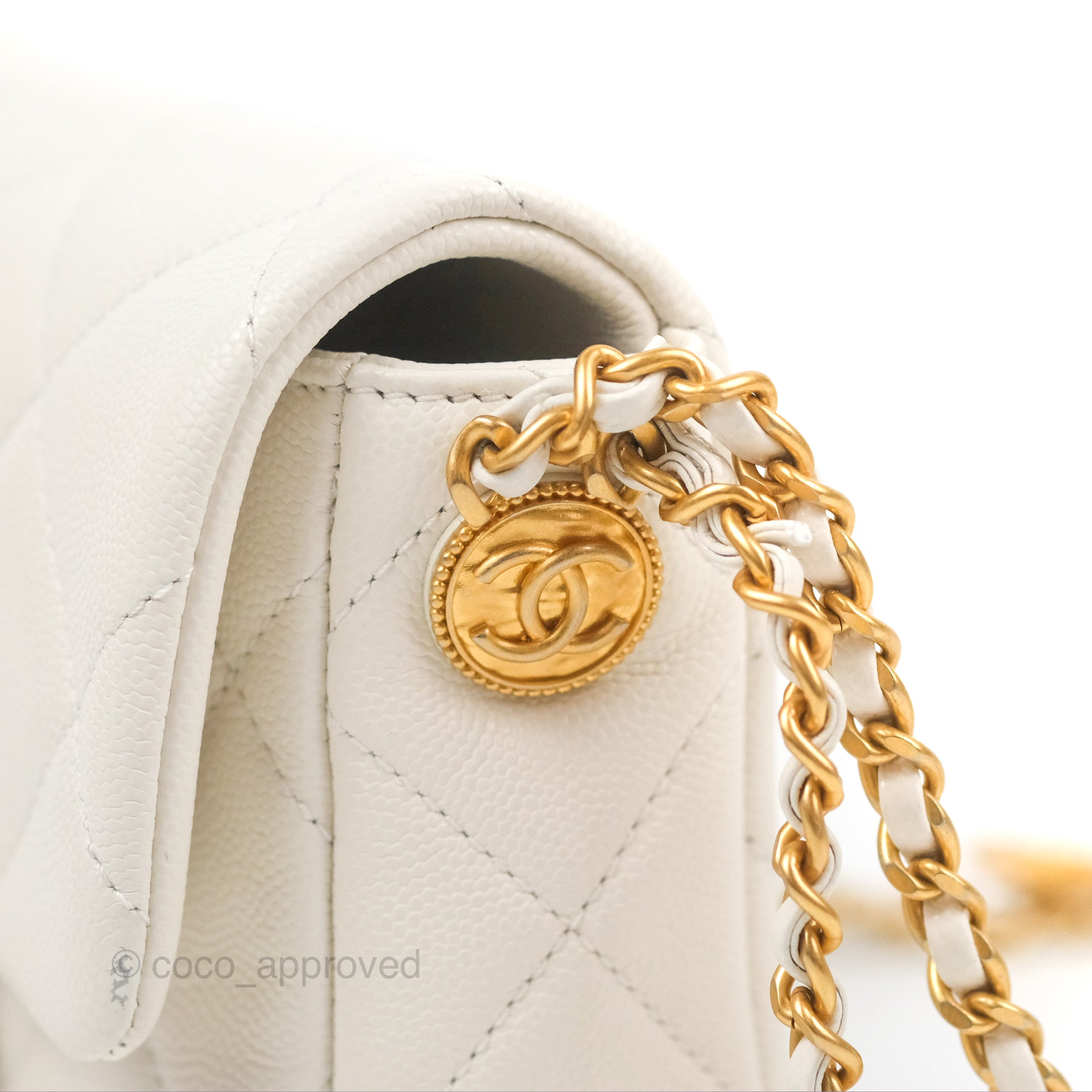 Chanel Mini Flap Bag with Enamel Charm Chain White Lambskin Gold Hardw –  Coco Approved Studio