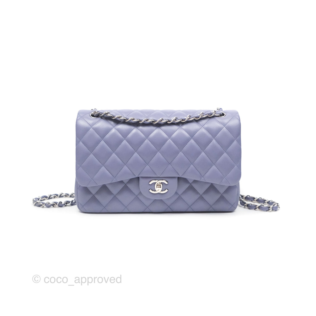 Chanel Jumbo Double Flap Lavender Blue Lambskin Silver Hardware⁣⁣