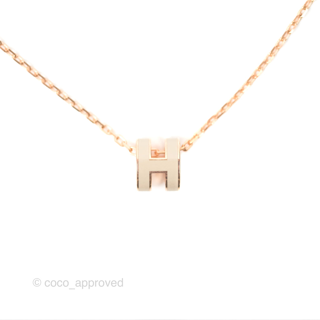 Hermès Mini Pop H Pendant Necklace Marron Glace Rose Gold Hardware