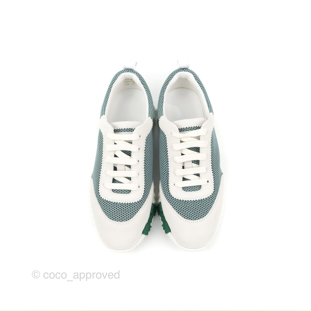 Hermes Bouncing Sneaker Vert D'eau/White Size 38