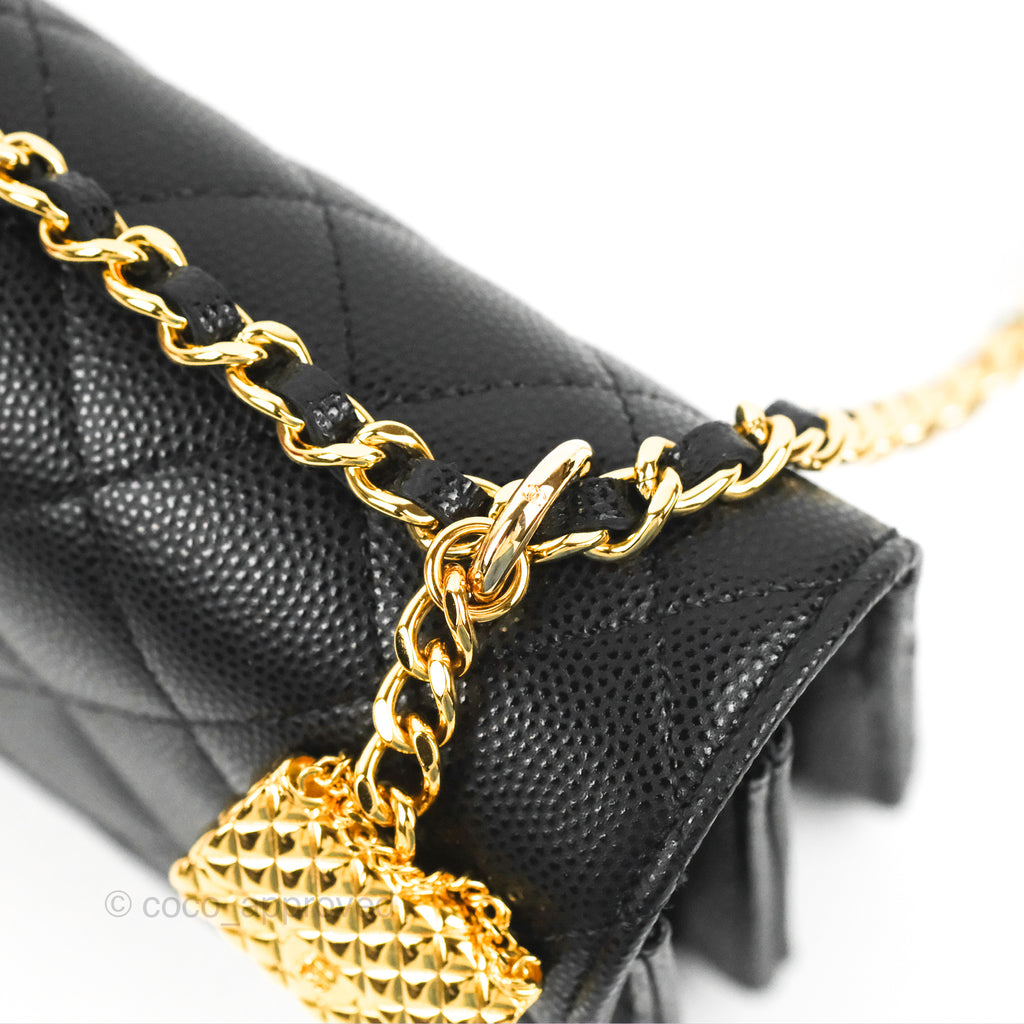 Chanel Mini Wallet On Chain with Bag Charm Black (AP3316-B10712-94305) in  Calfskin Leather with Gold-tone - US