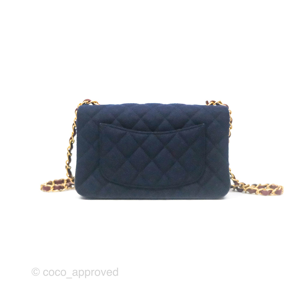 Chanel Paris Hamburg Charms Mini Rectangular Flap Navy Wool Lambskin