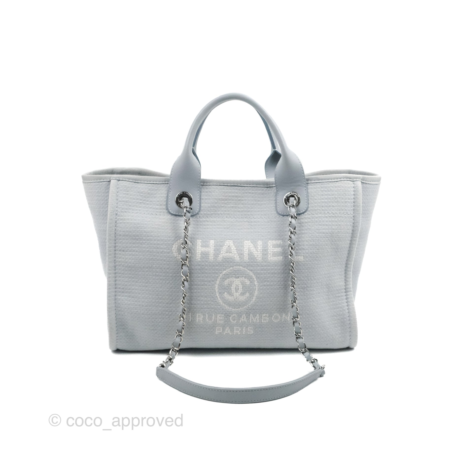 CHANEL Mixed Fibers Small Deauville Tote Light Blue 1245805