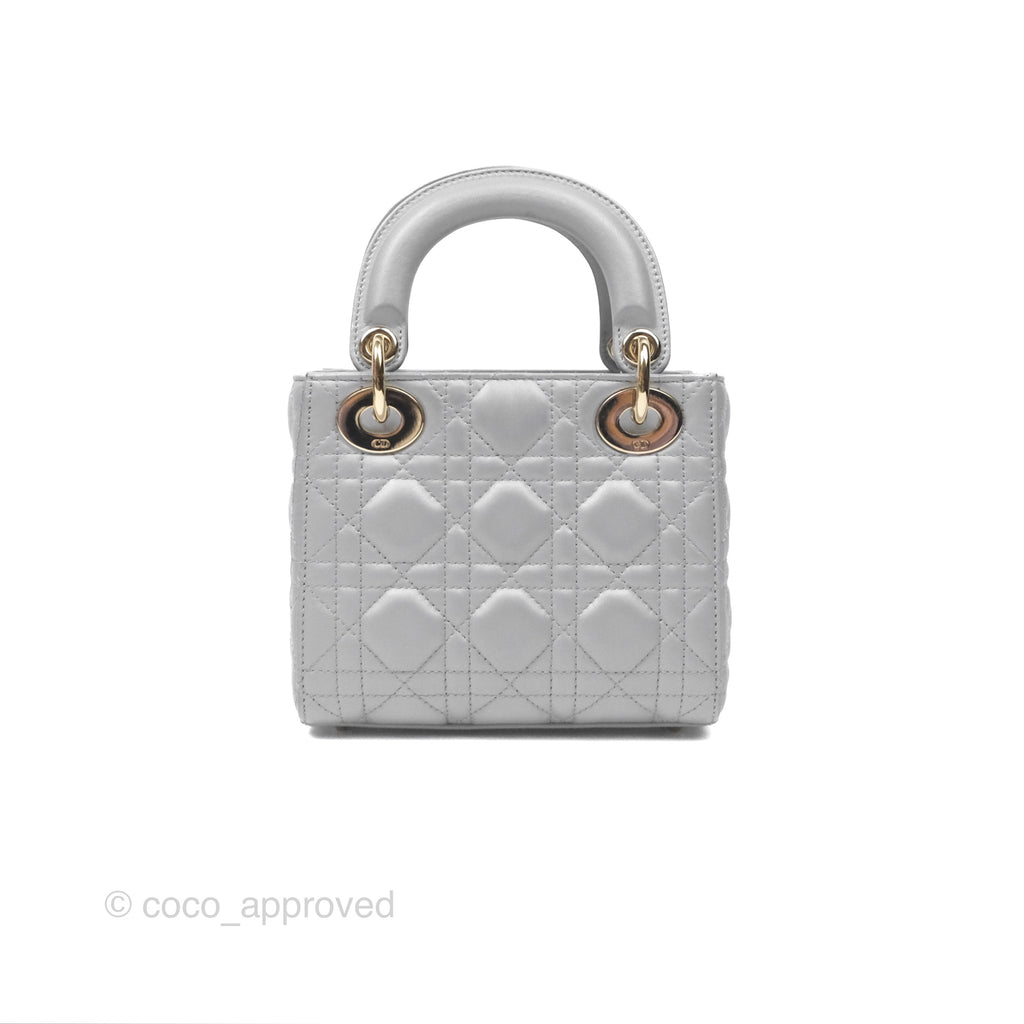 Christian Dior Cannage Mini Lady Dior Grey Gold Hardware