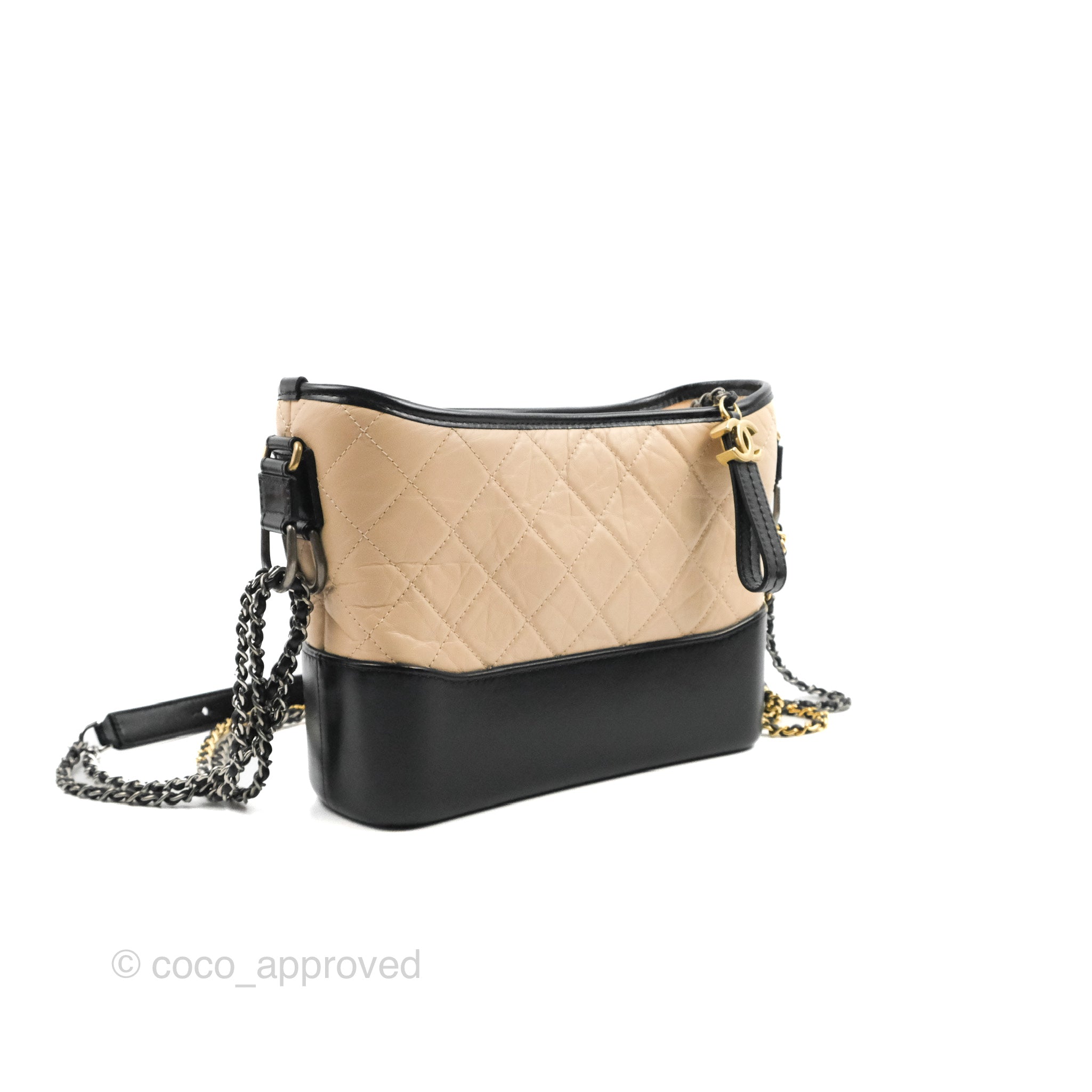 Chanel Beige Black Gabrielle Hobo Medium Bag New Boxed With Receipt