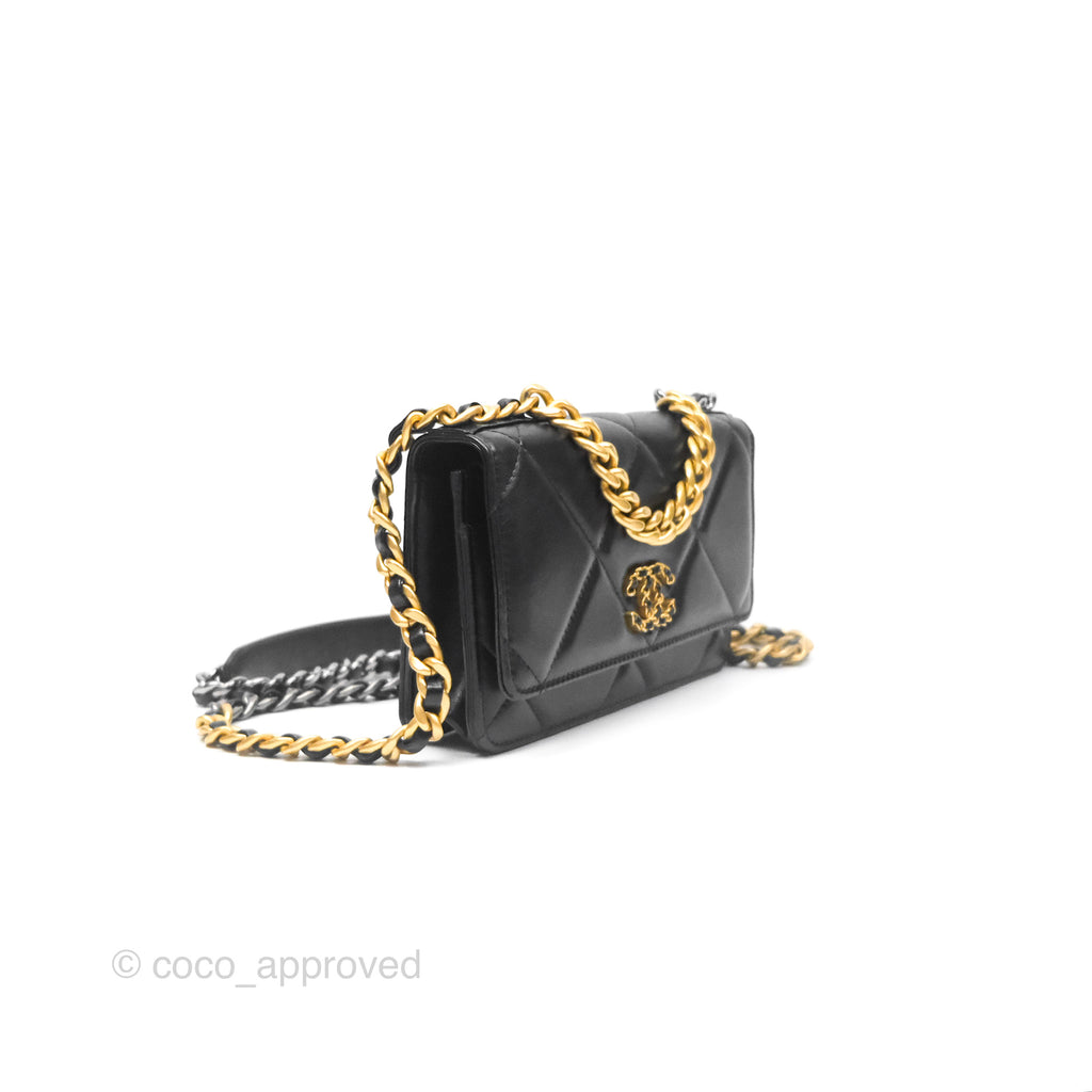 Chanel 19 Wallet on Chain WOC Black Mixed Hardware