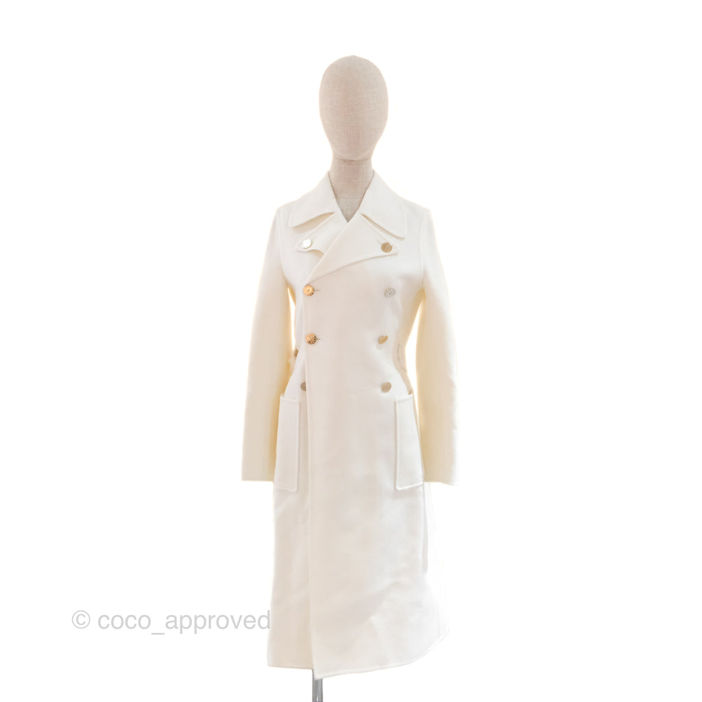 Christian Dior Mid-Length Belted Coat Ivory