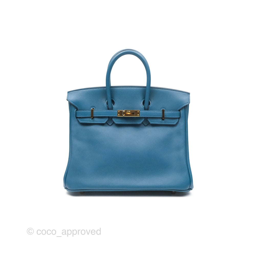 Hermes Birkin 25 Retourne Bleu Colvert Swift Gold Hardware