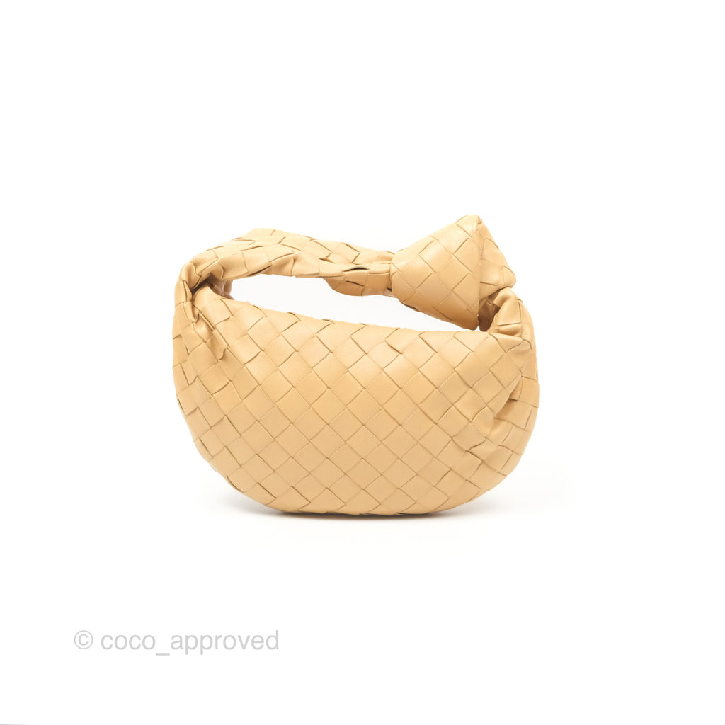 Bottega Veneta Mini Jodie Clutch Bag Intrecciato Almond Lambskin Gold Hardware