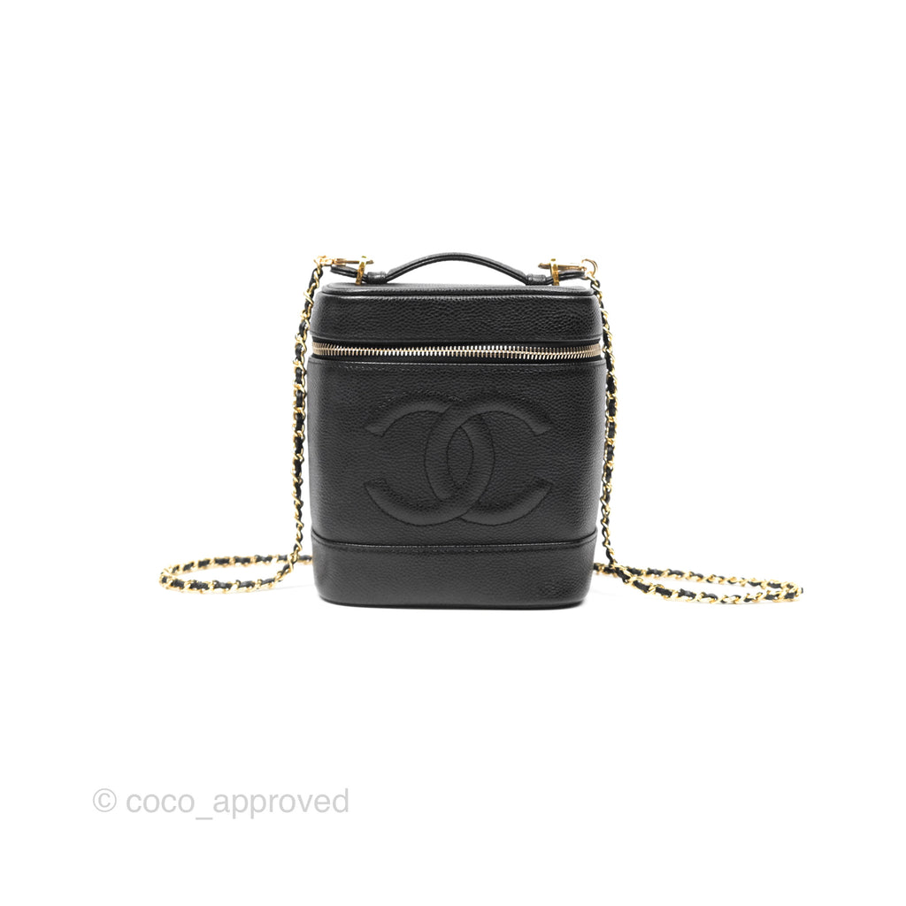 Chanel Vintage Vanity Case Black Caviar Gold Hardware