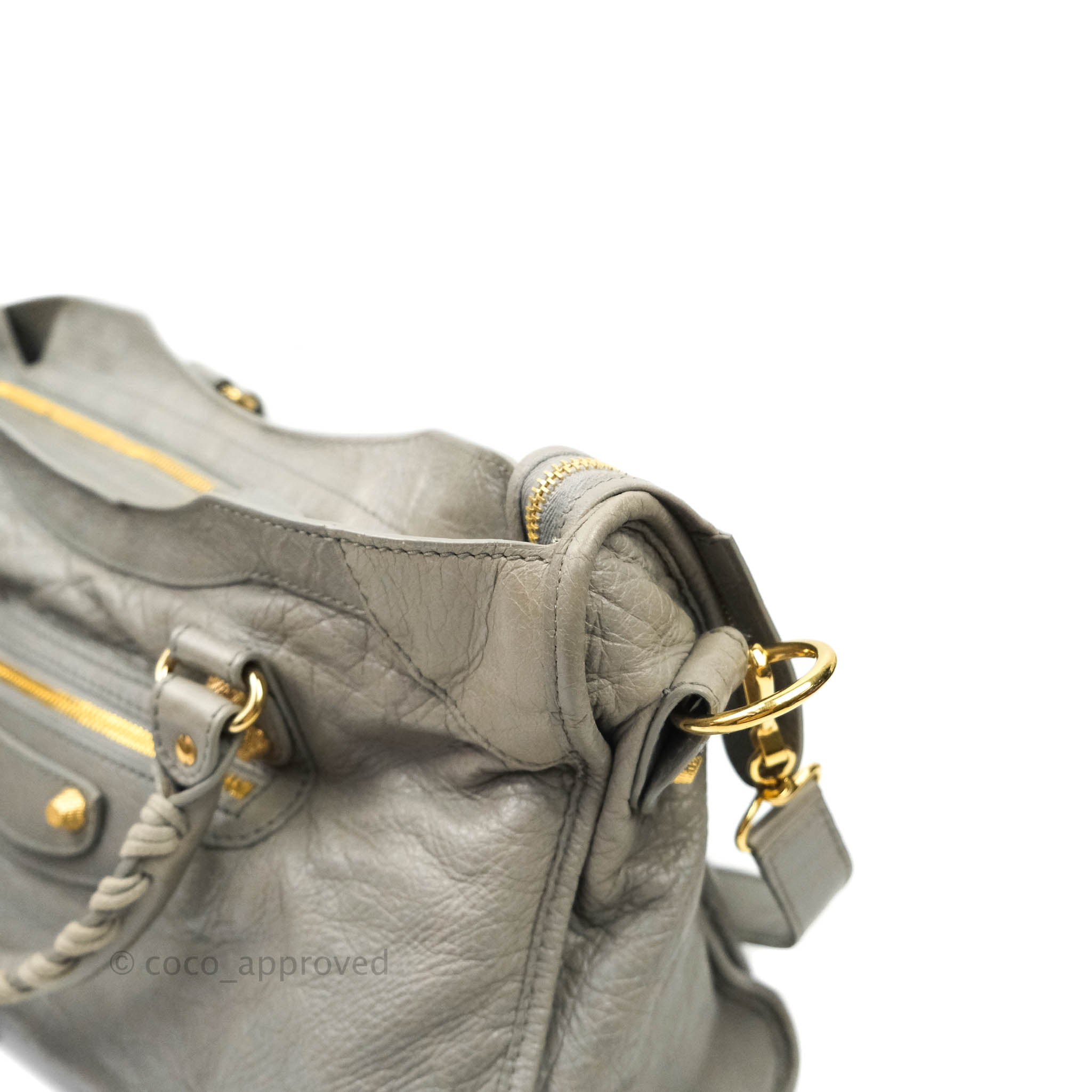 Balenciaga Classic City Bag Calfskin Grey Gold Hardware – Coco Approved  Studio
