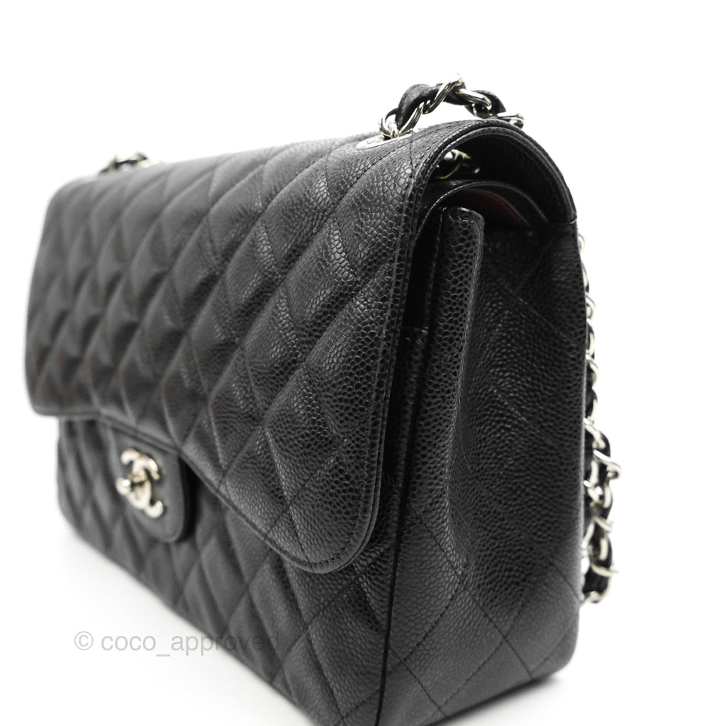 Chanel Jumbo Double Flap Black Caviar Silver Hardware⁣⁣