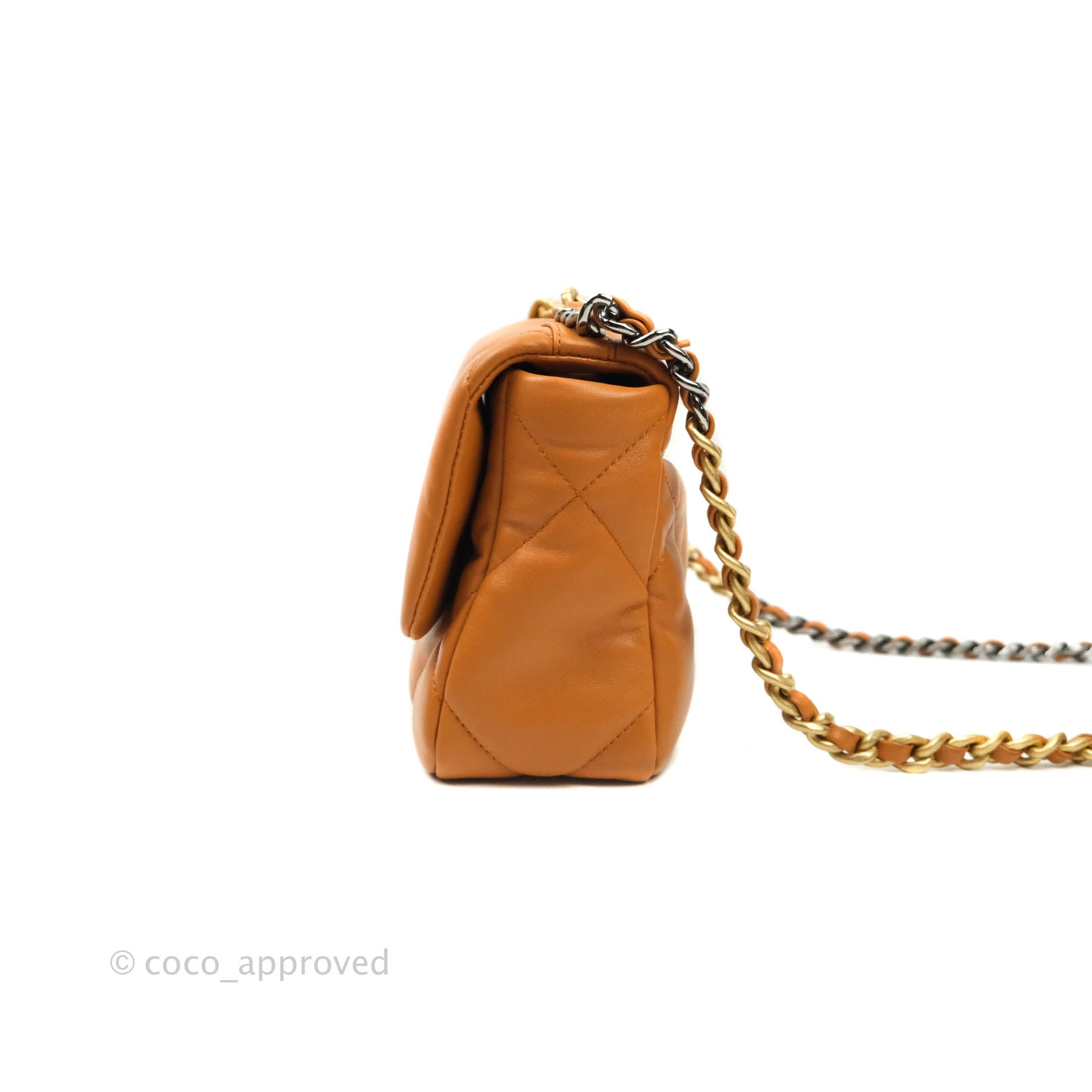 Chanel 21A Small 19 flap bag caramel brown lambskin