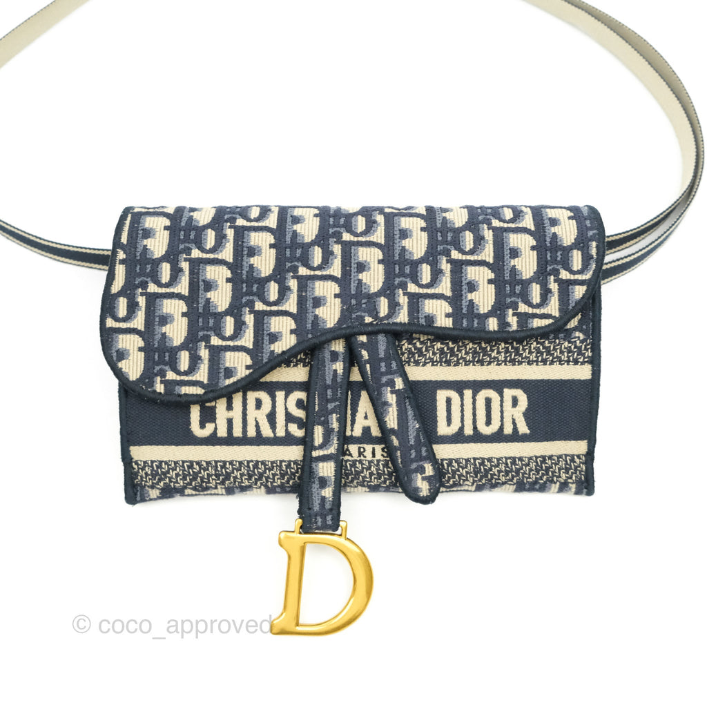 Christian Dior Saddle Navy Oblique Jacquard Belt Bag