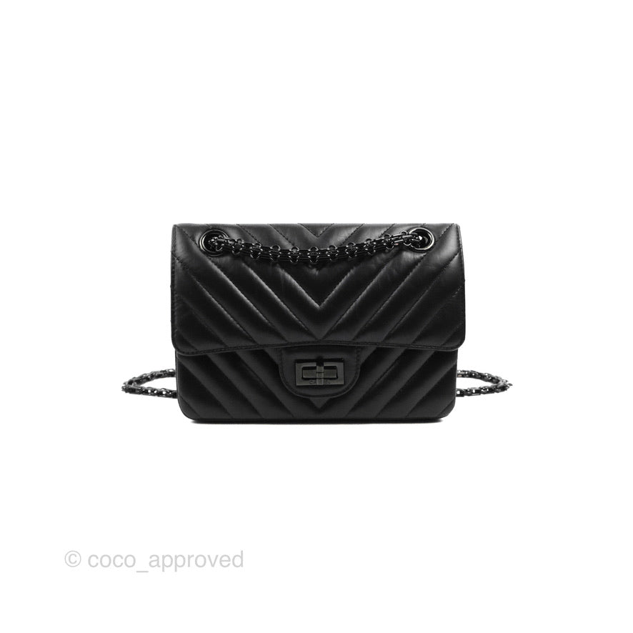 Chanel Mini Reissue 224 So Black Chevron Calfskin