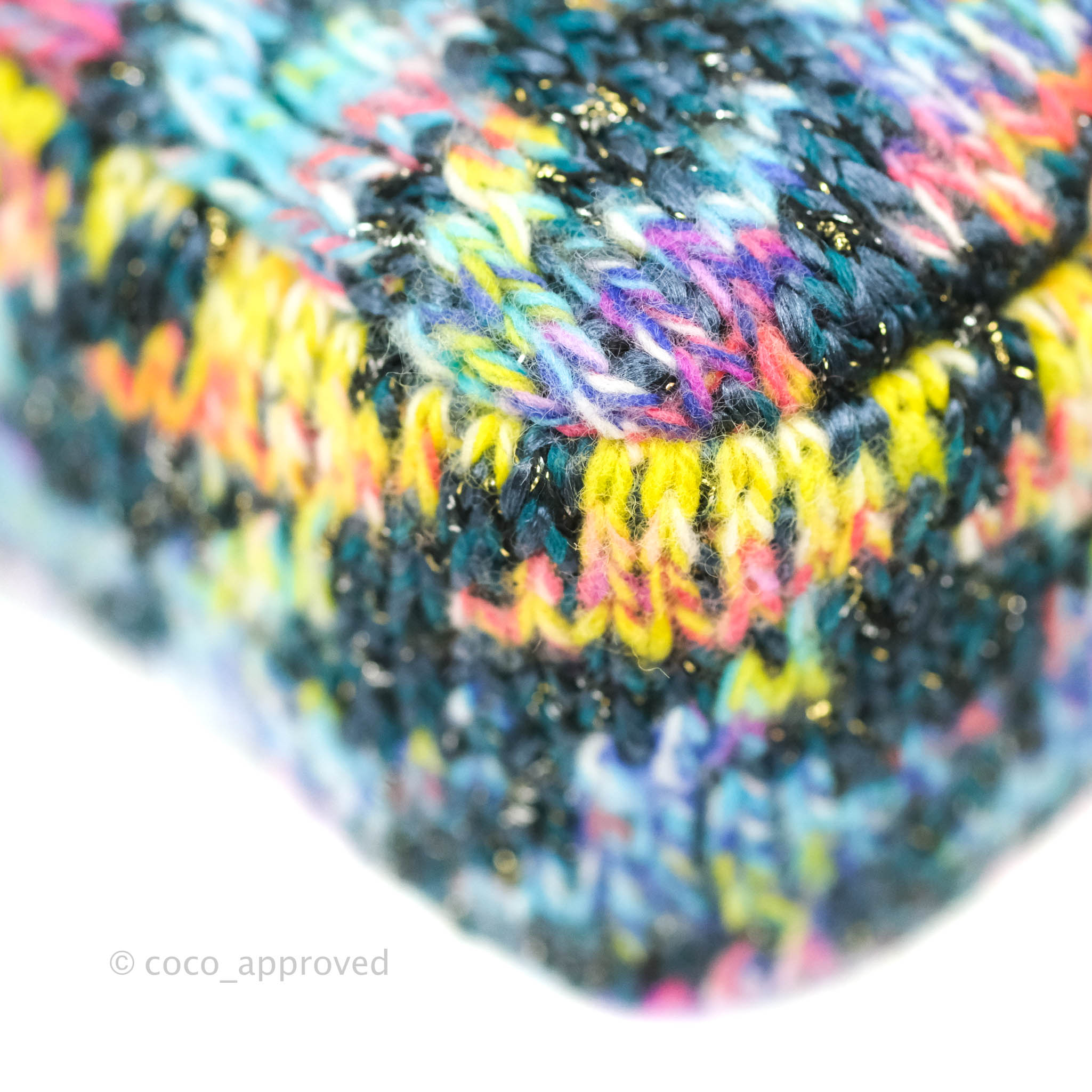 Chanel Mini Rectangular Rainbow Houndstooth Wool Tweed Flap Gold