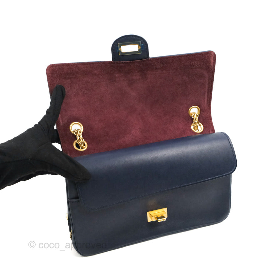 Chanel Nude Reissue 2.55 Medallion Flap 225 Navy Calfskin