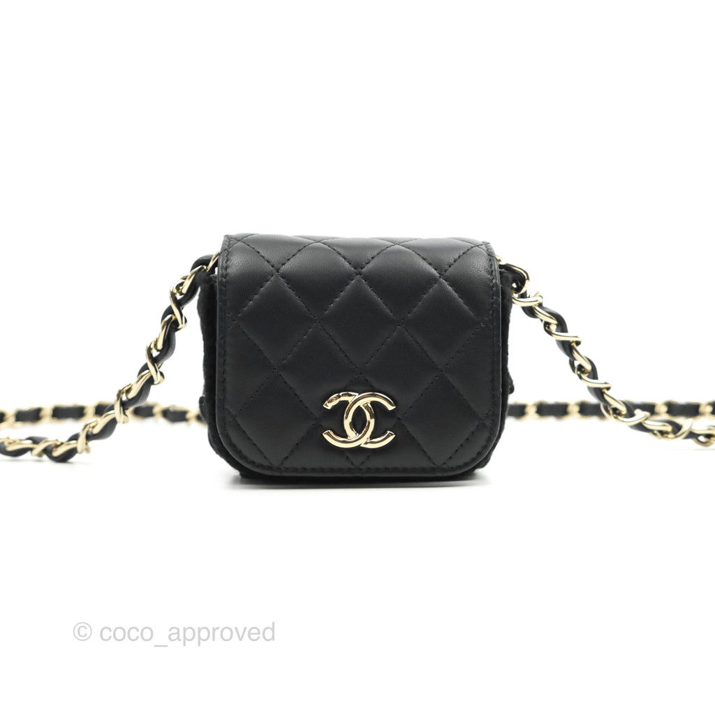 Chanel Mini Bag Black Lambskin Crochet Gold Hardware 22C