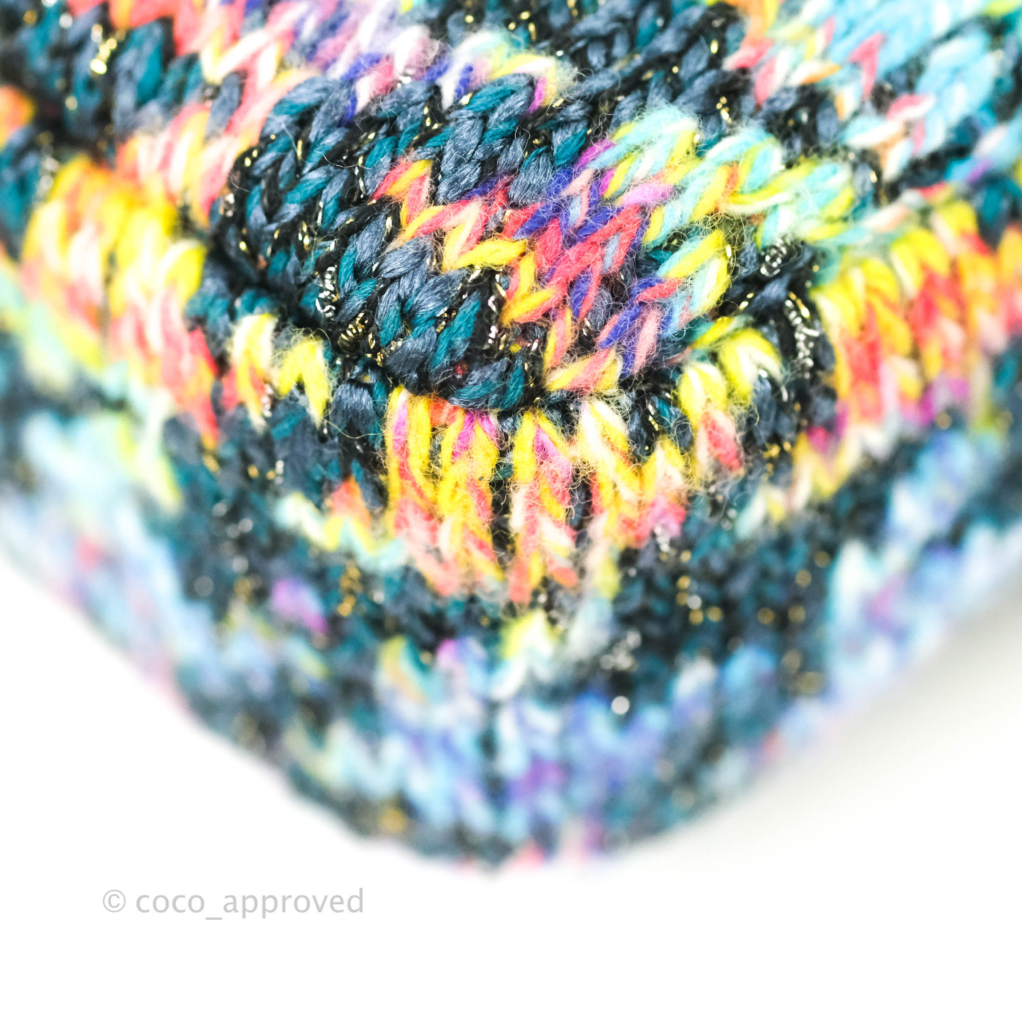 Chanel Mini Rectangular Rainbow Houndstooth Wool Tweed Flap Gold Hardware