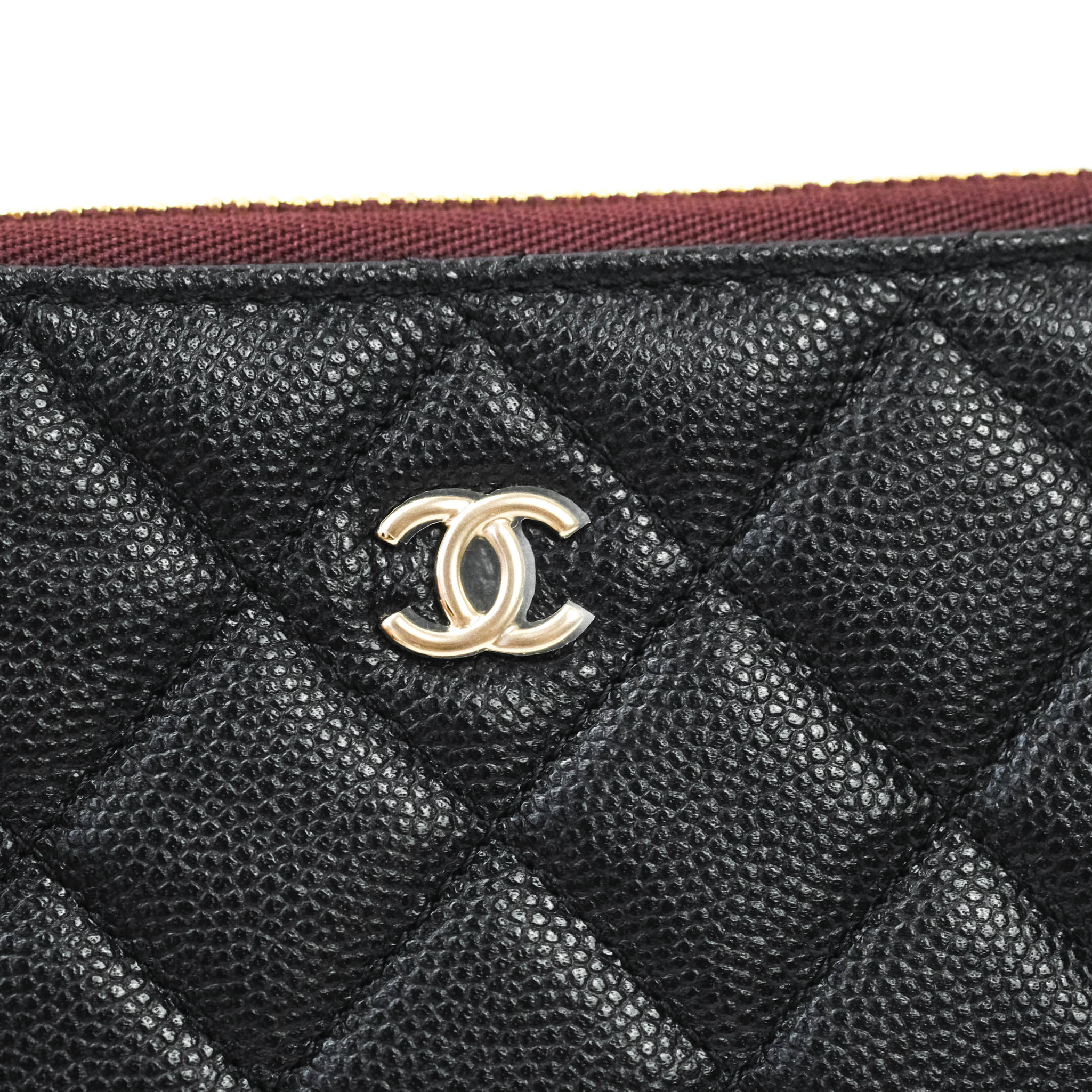Chanel Black Quilted Caviar Mini O Case Pale Gold Hardware, 2022 (Like New), Womens Handbag