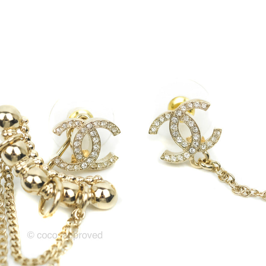 Chanel Crystal CC Earrings Ear Clip Gold Tone 22C – Coco Approved