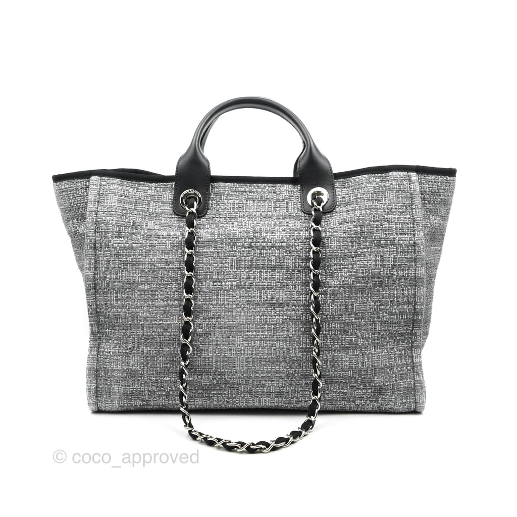 Chanel Large Deauville Charcoal Grey Tweed