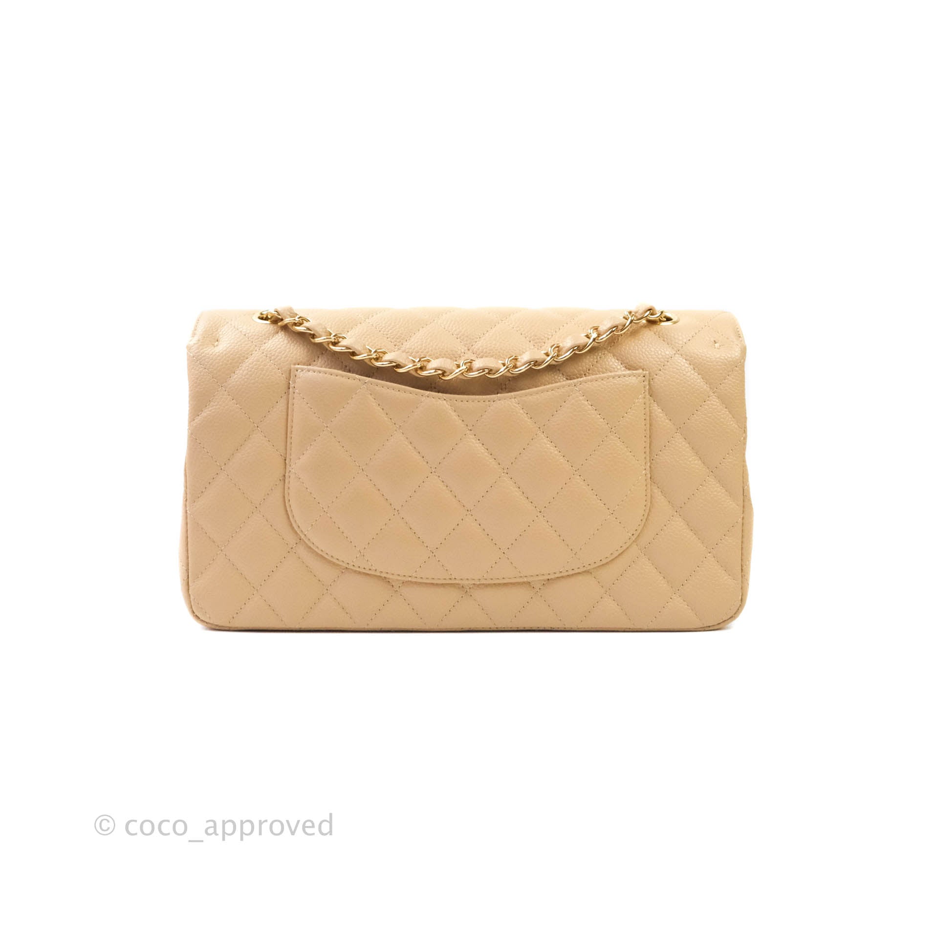 Chanel Classic M/L Medium Double Flap Beige Caviar Gold Hardware – Coco  Approved Studio
