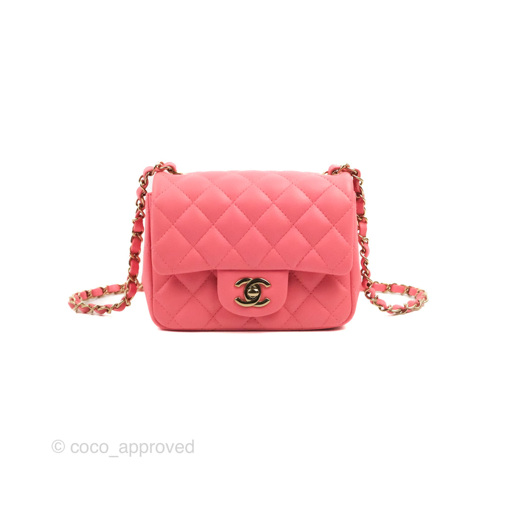 Chanel Mini Square Flap Pink Lambskin Gold Hardware