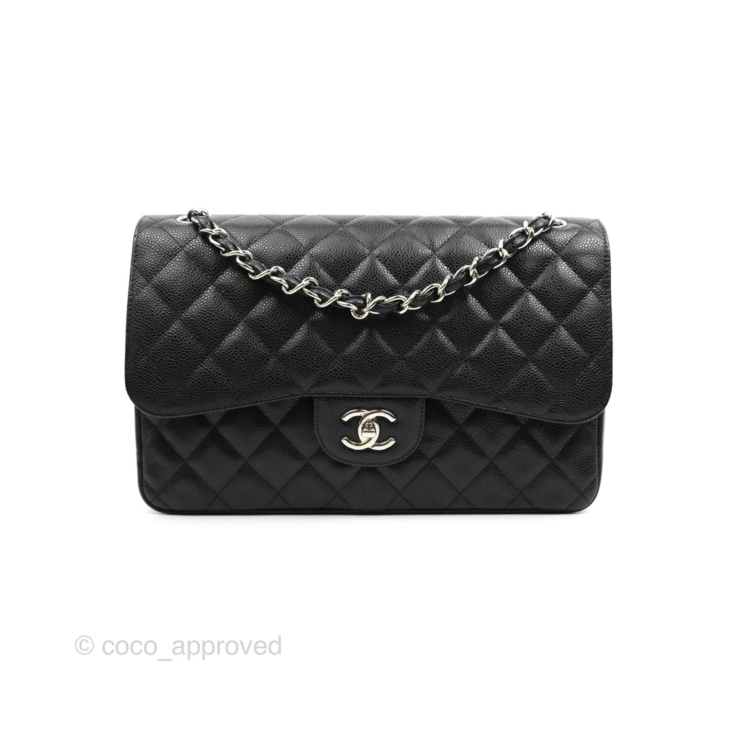 Chanel Jumbo Double Flap Black Caviar Silver Hardware⁣⁣