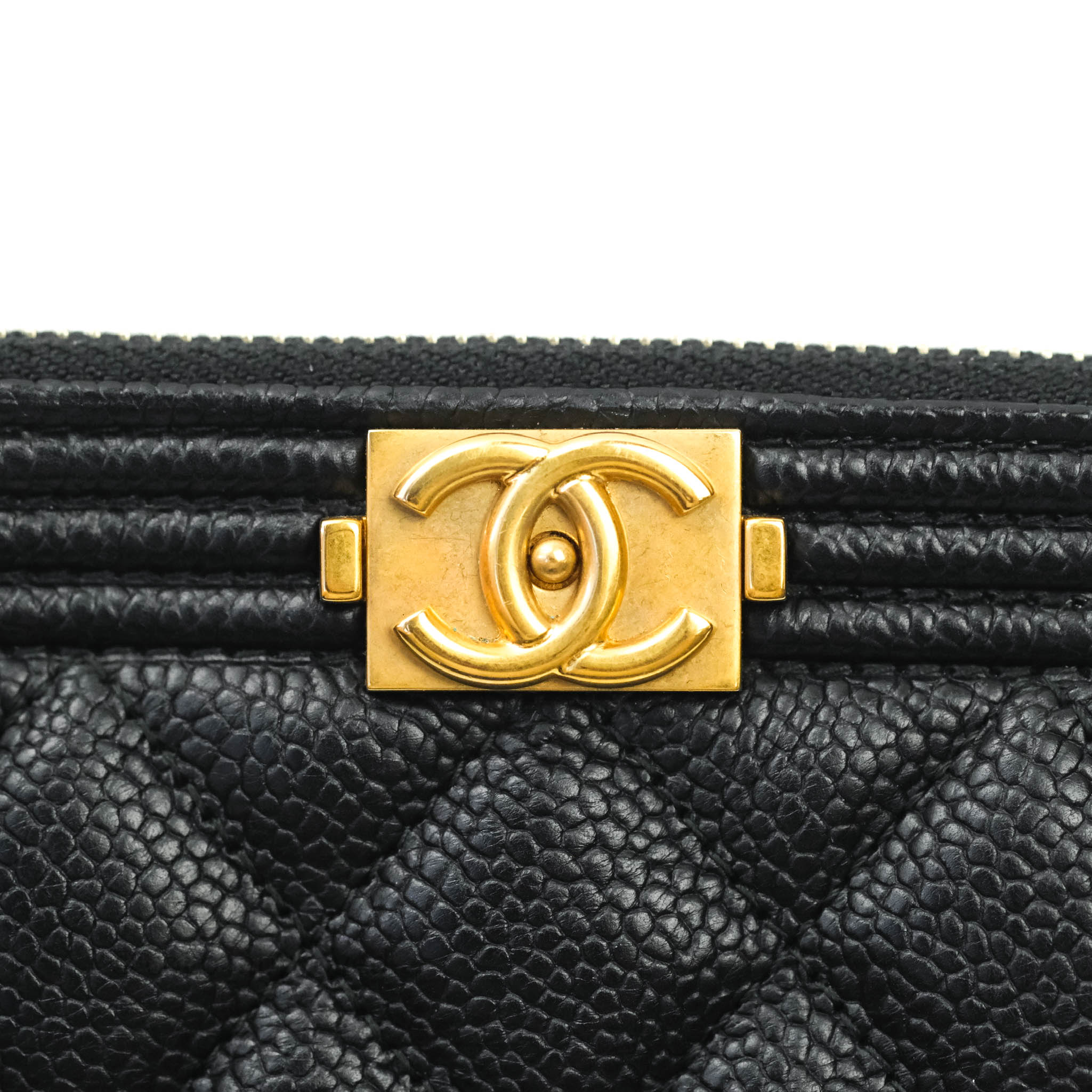 Chanel, Caviar So Black Boy Long Zip Wallet