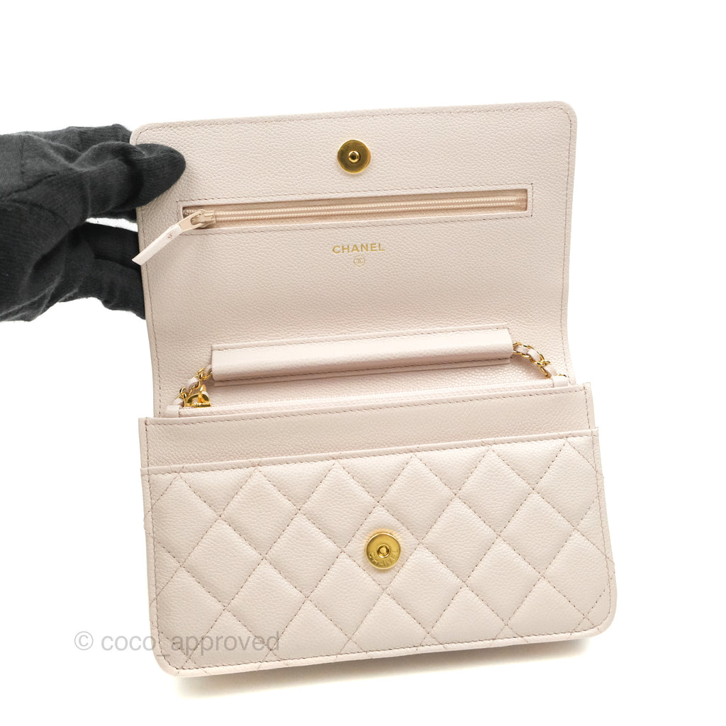 Chanel Quilted WOC Lilac Caviar CC Coco Chain Gold Hardware