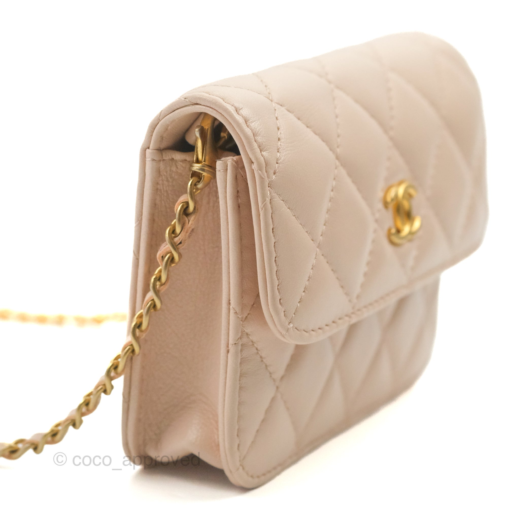 Chanel Mini Pearl Crush Clutch With Chain Belt Rose Clair Pink
