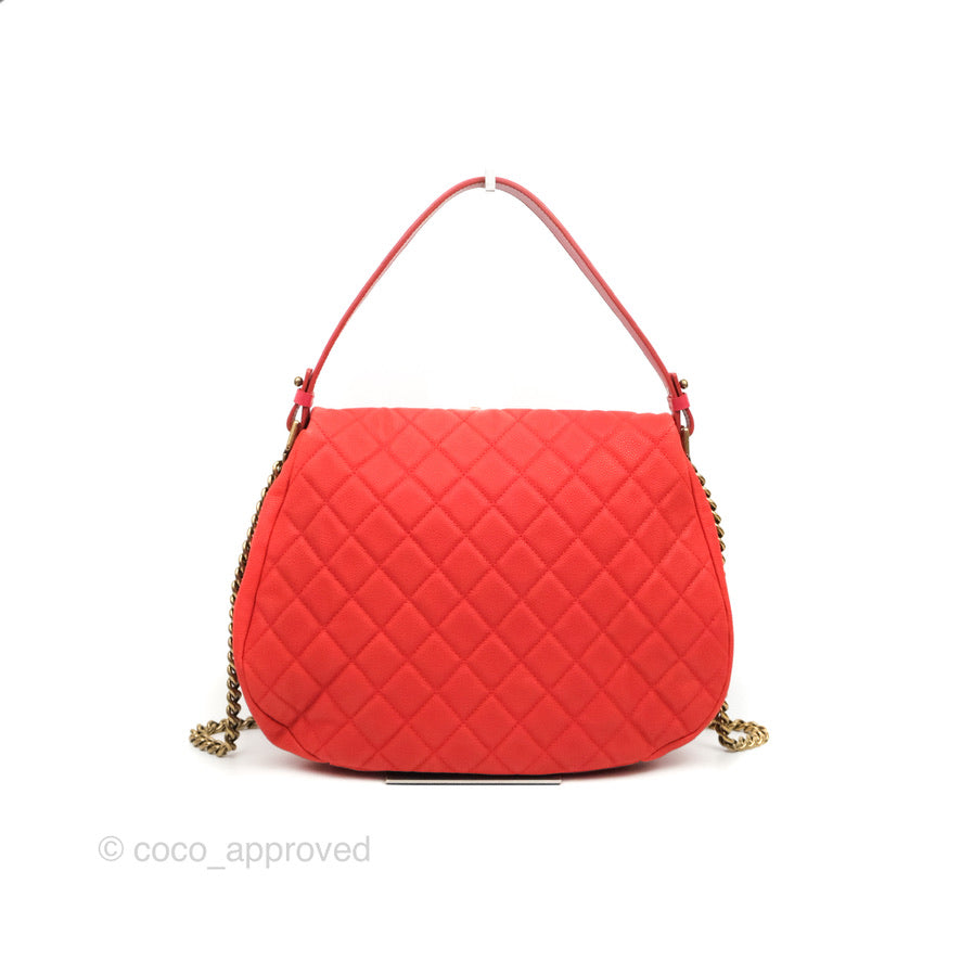 Chanel Country Chic Messenger Flap Bag Red Matte Caviar Ruthenium Hardware