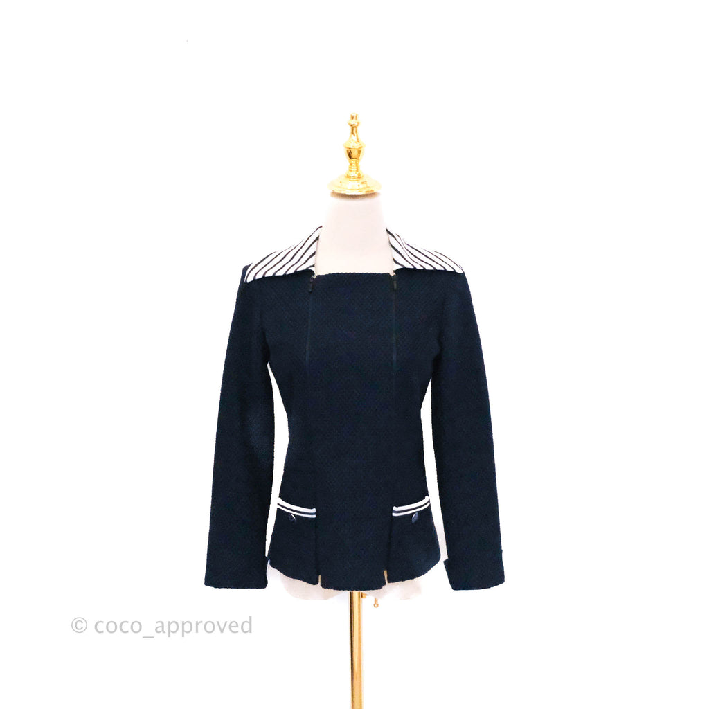 Chanel Jacket Fan Tweed Navy 
