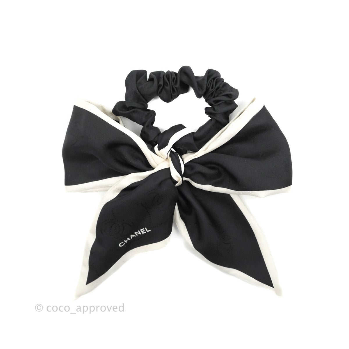 Chanel Bow Silk Hair Accessory Ivory & Black – Coco Approved