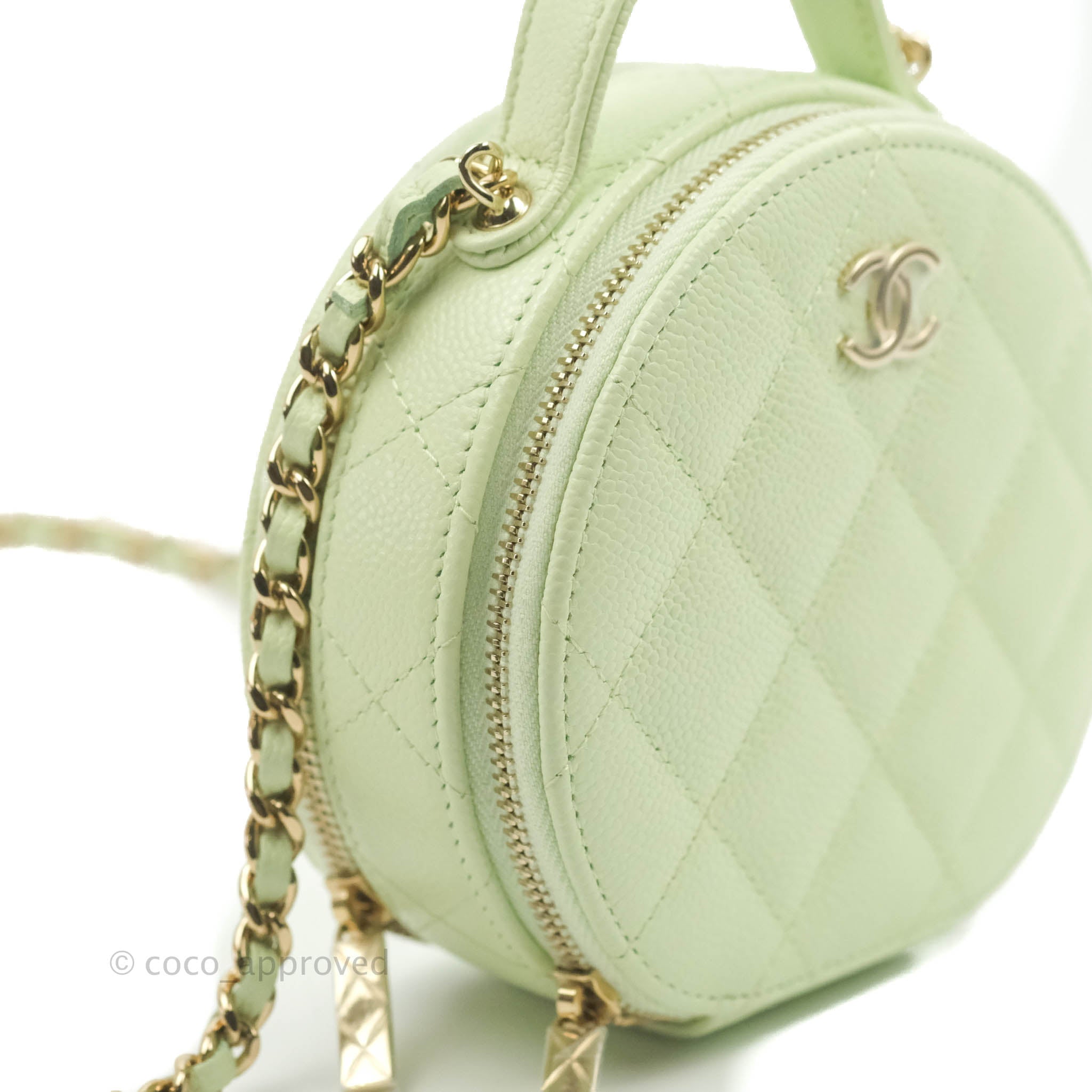 Green Chanel Mini Caviar Round Vanity Bag – Designer Revival