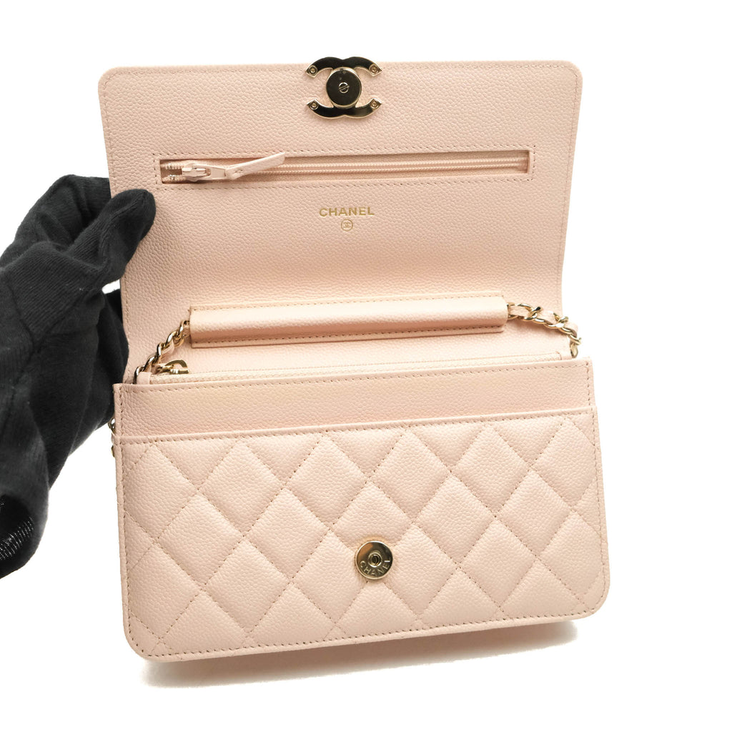 Chanel Wallet on Chain Pale Pink Caviar Gold Hardware 21C