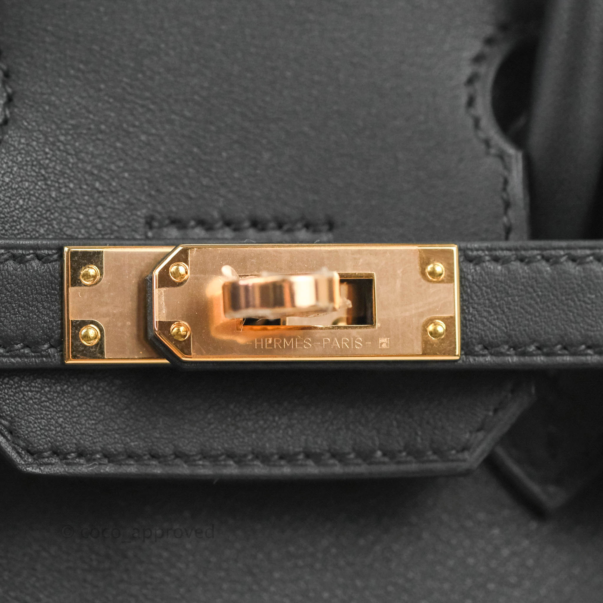 Hermes Birkin 25 Black Swift Rose Gold Hardware – Coco Approved Studio