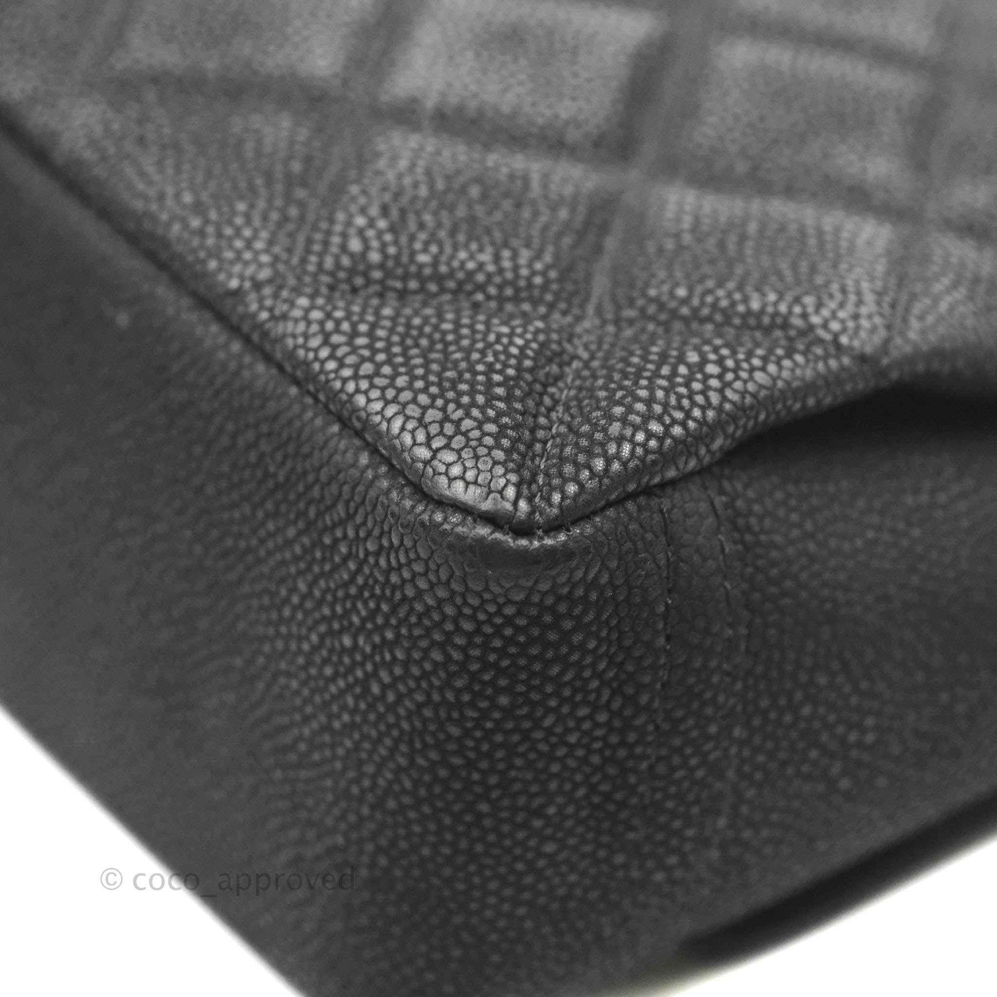 Chanel Vintage Chanel 10.5  Flap Black Quilted Caviar Leather