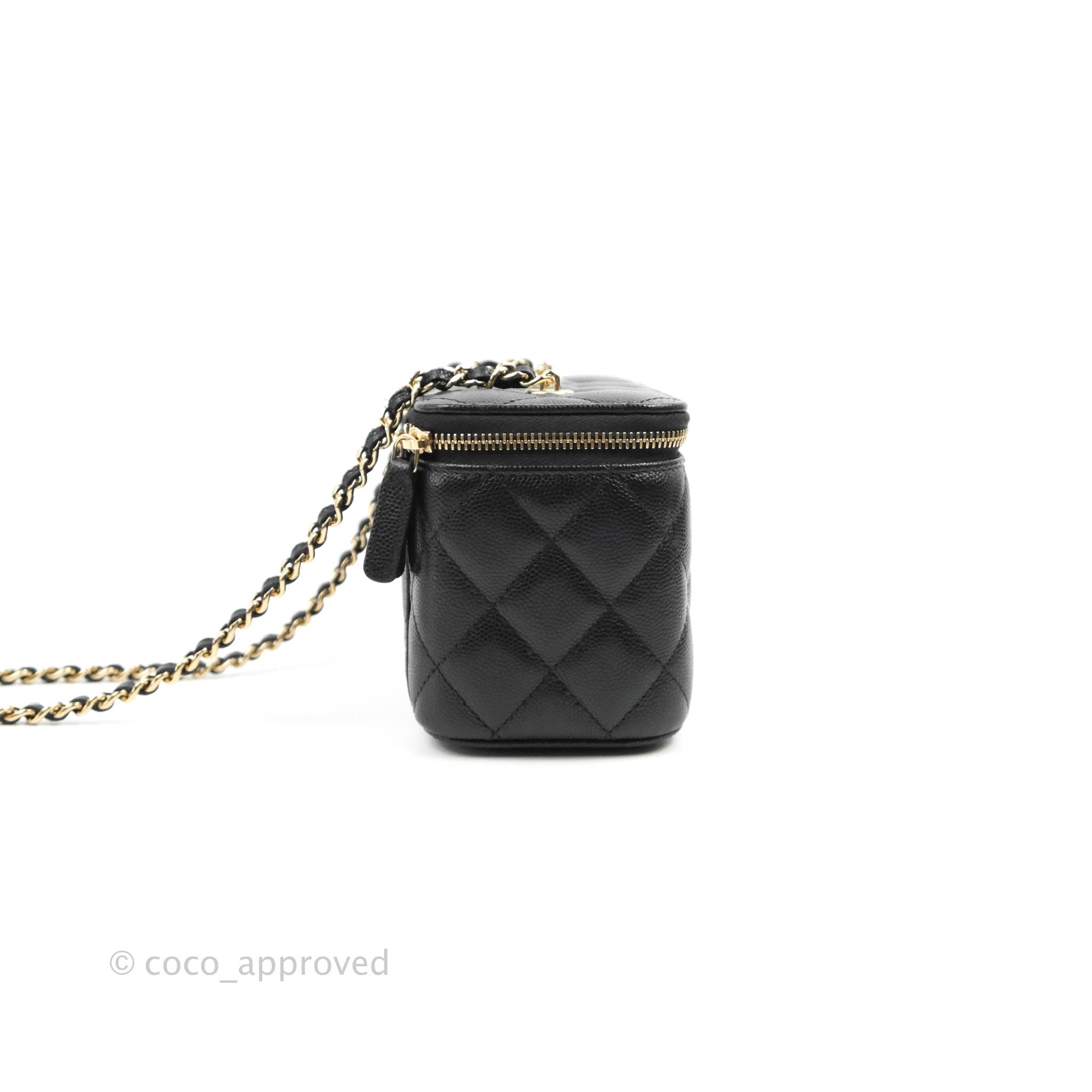 Chanel Vanity with Chain Black Caviar Gold Hardware 22S – Coco Approved  Studio