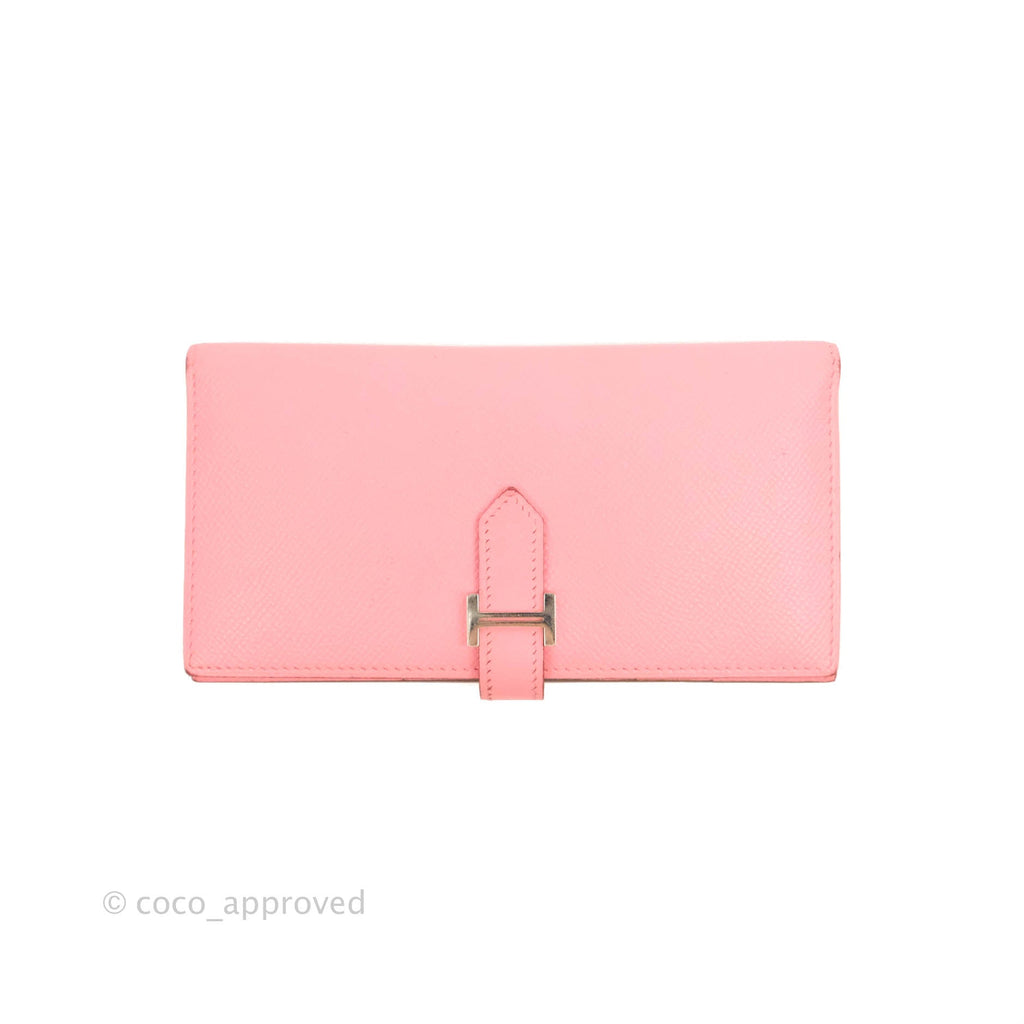 Hermès Bearn Wallet Epsom Pink Palladium Hardware