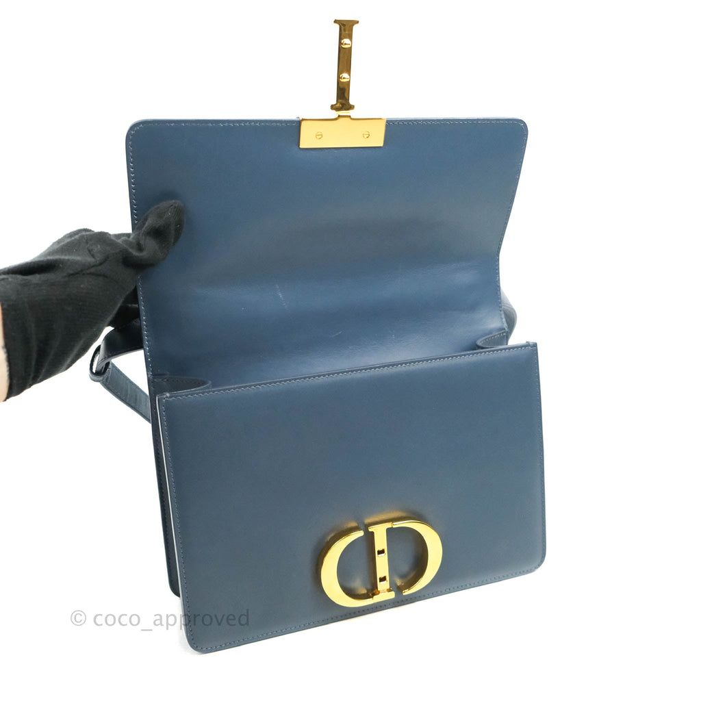 Christian Dior 30 Montaigne Bag Blue Calfskin Gold Hardware