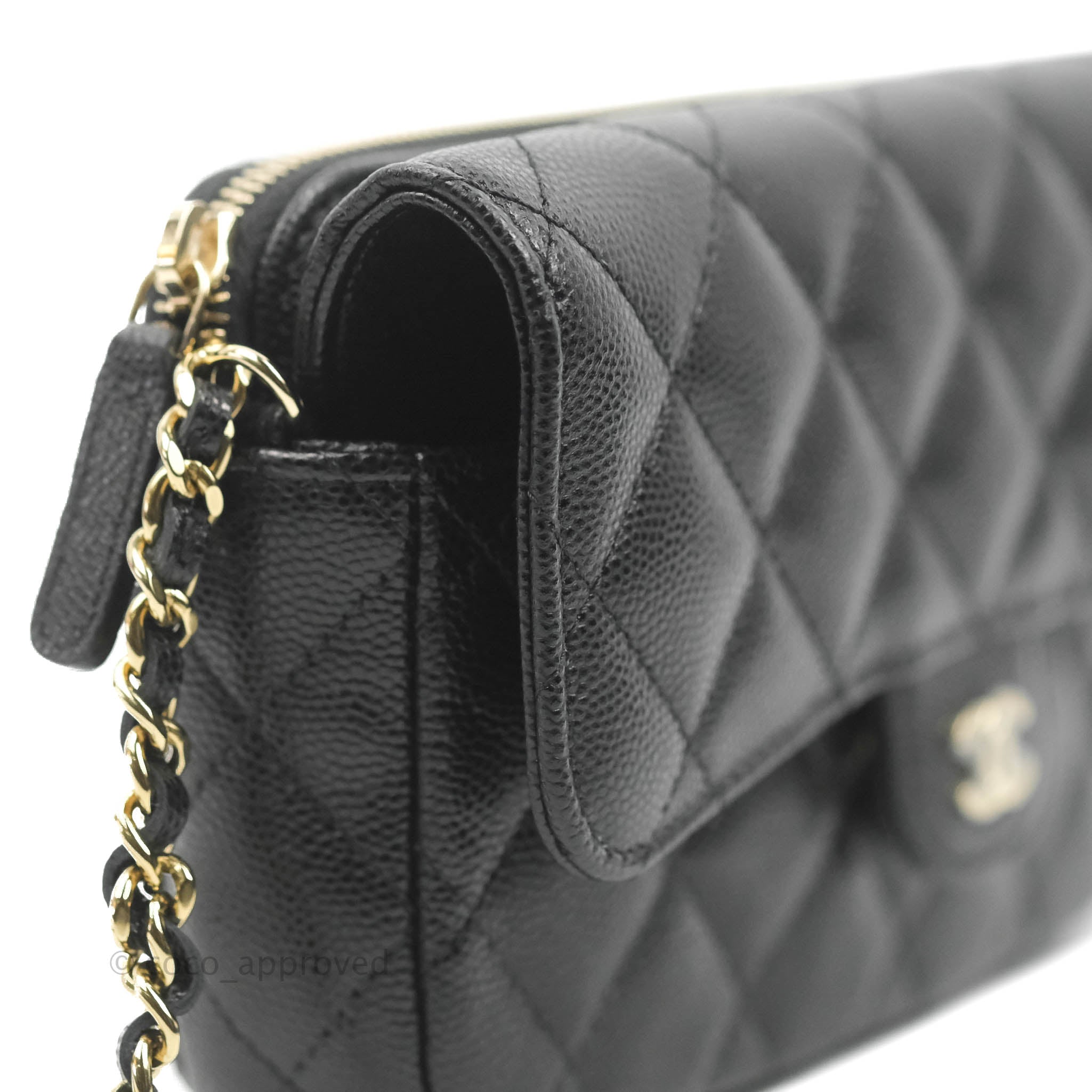 Chanel Classic Flap Phone Holder With Chain Black Caviar Gold Hardware –  Coco Approved Studio