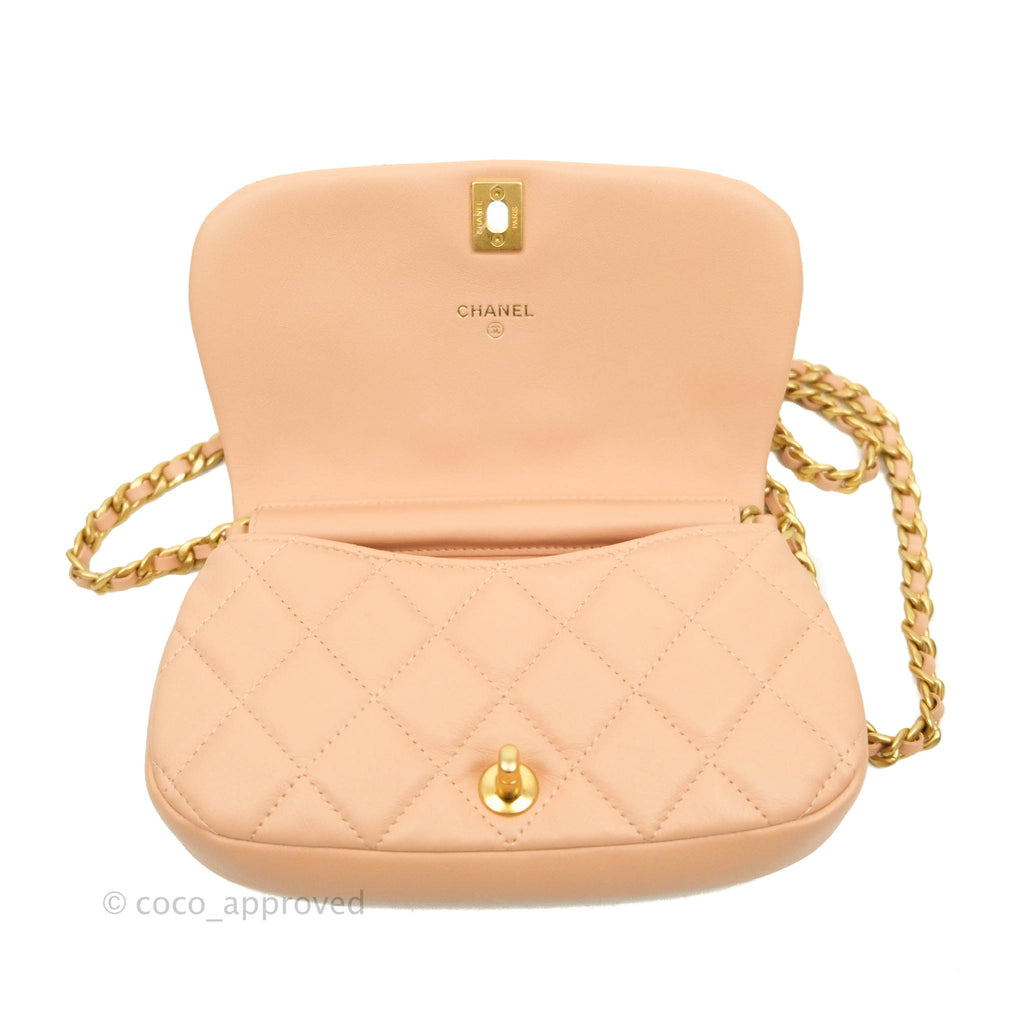 Chanel Clutch with Chain Beige Calfskin Aged Gold Hardware 21B
