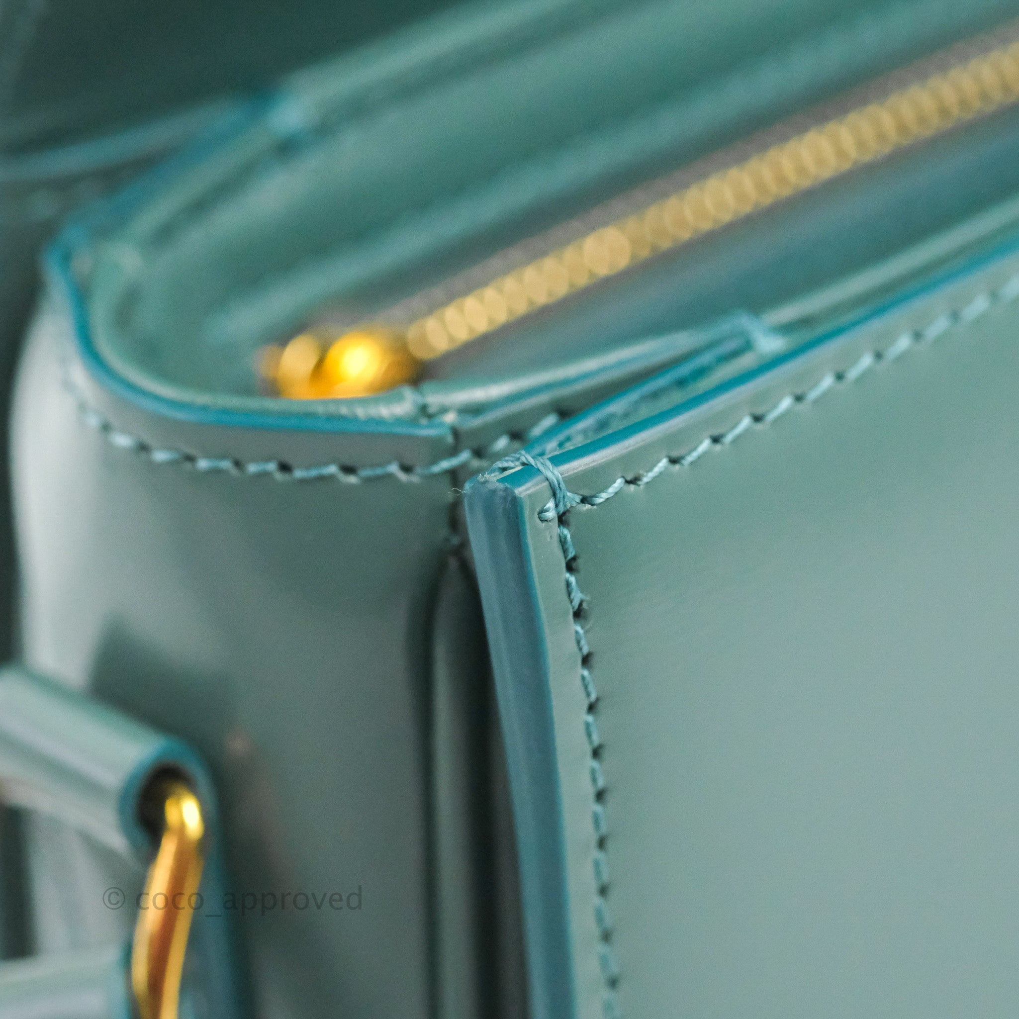 Celine Mini Triomphe Shoulder Bag Leather Turquoise Green