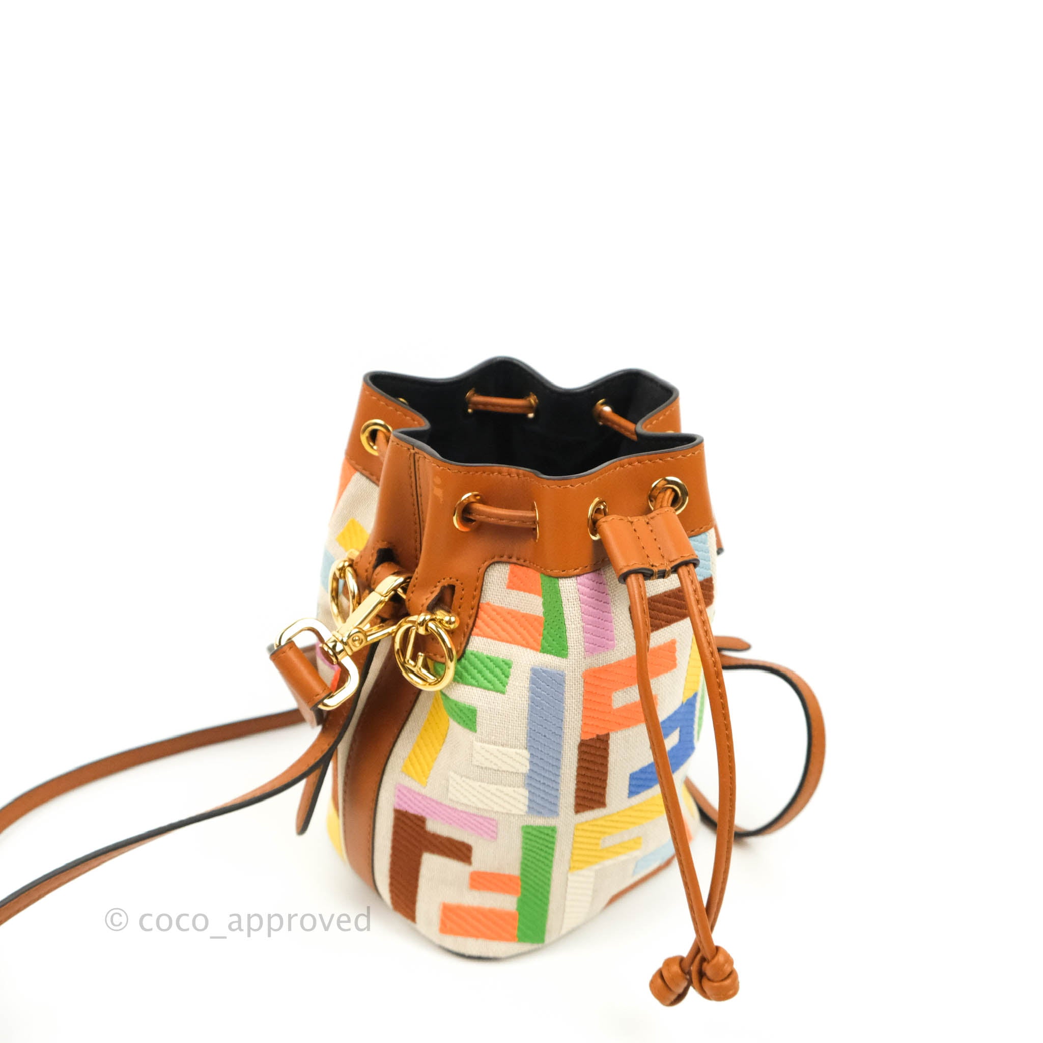 FENDI Mon Tresor Drawstring FF Canvas Bucket Bag Multicolor