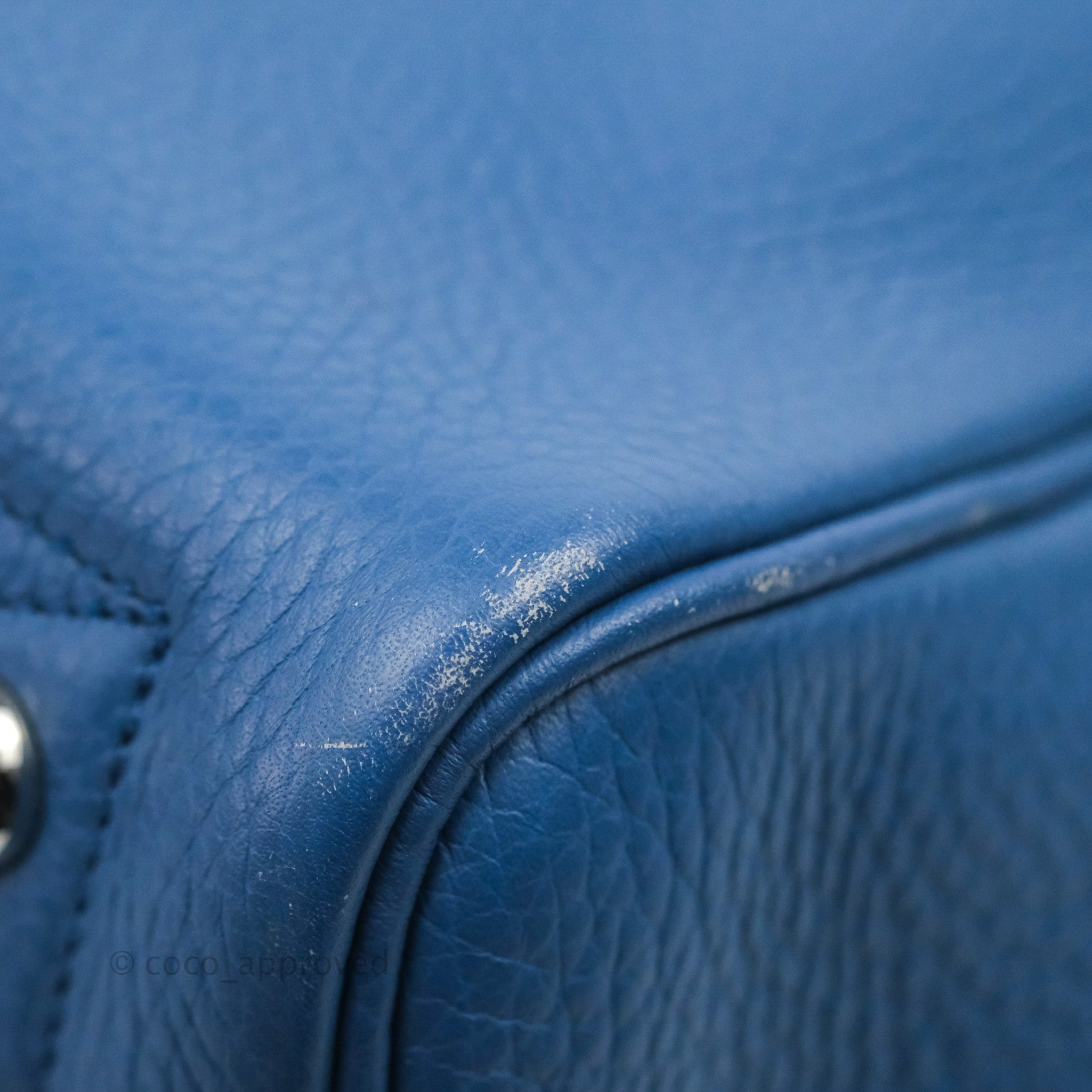 Hermes Blue Azure Clemence Leather Palladium Hardware Birkin 35 Bag Hermes
